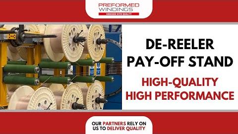 High-performance De-Reeler Pay-Off stand rotating in the factory